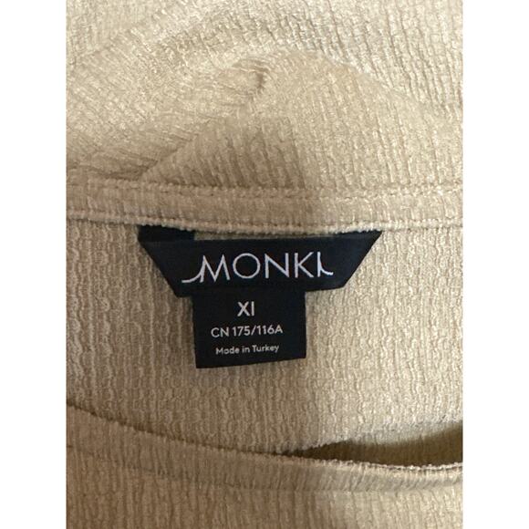 MONKL Green Half Puff Sleeve Textured Tiered Ruffle Mini Shift Dress Size XL - Picture 3 of 4